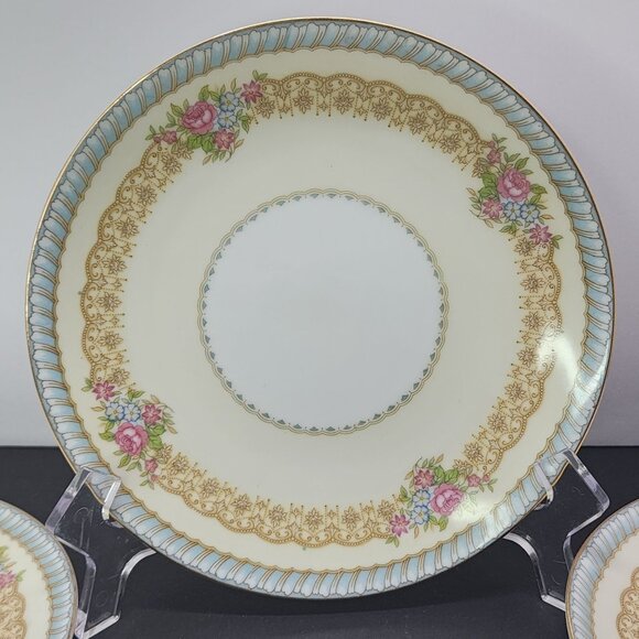 Vintage Noritake China Juno 716 Salad Plate 7'' Japan Set of 4 Floral Gold Rim - Picture 2 of 8
